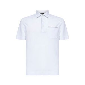 Zegna Men White Cotton Pique Polo Shirt With Chest Pocket